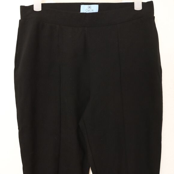 CeCe Pull-On Pants w/ Front Slits S Straight Leg Seamed Knit Black NEW B54 - Picture 5 of 6